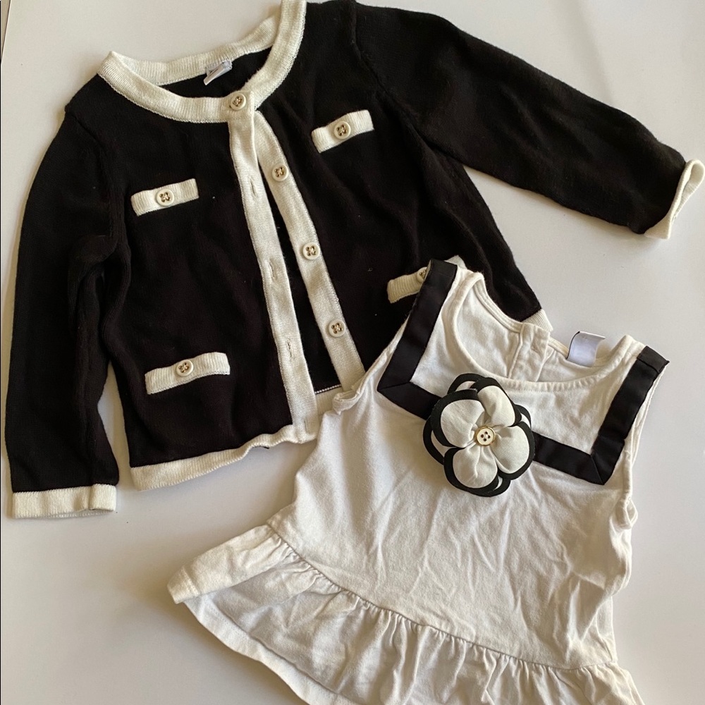 Janie & Jack Black & White Cardigan & Tank